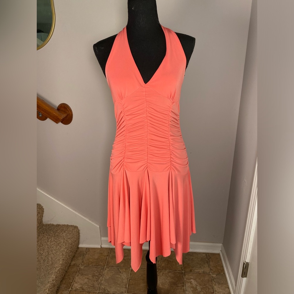 Women’s Y2K Charlotte Russe Coral Size Medium Ruffle Halter Dress